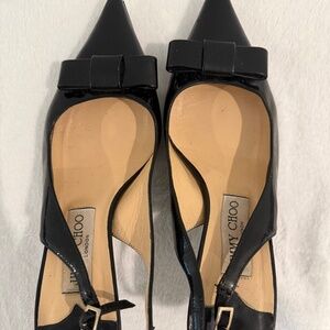 Jimmy Choo Black Patent Leather Slingback Heela